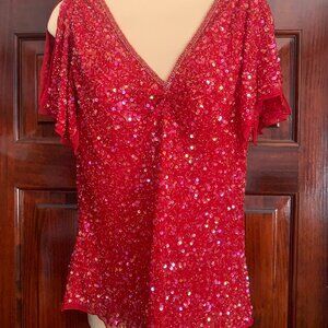 Elegant Silk Beaded Evening Top